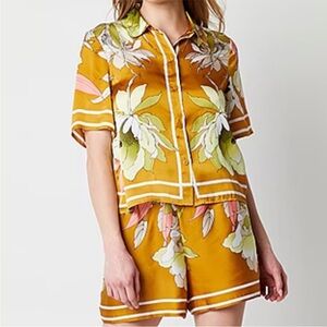 RYEGRASS Floral Two-Piece Set in Mustard & White